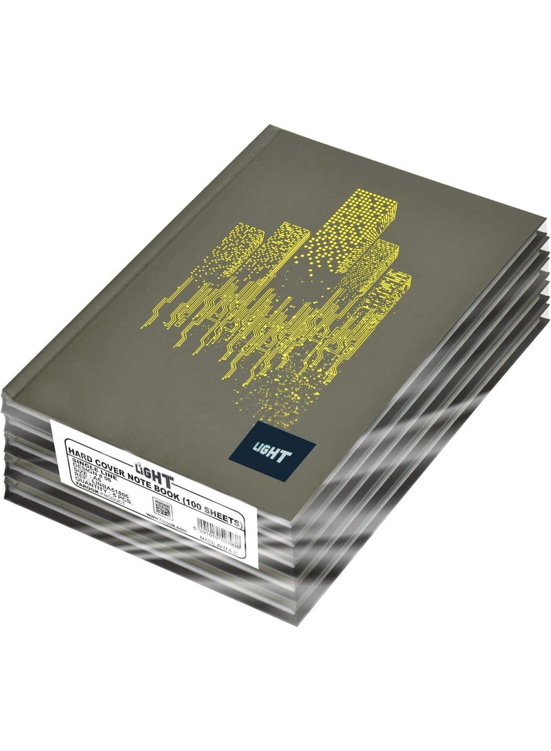 FIS Light Hard Cover Notebook, Pack of 5 Pieces, Single Line, A5 Size, 100 Sheets - LINBA51806 - Image 1